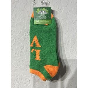St. Patrick's Day Green Fuzzy Socks Letter E Shamrock Cozy Gift 1 Pair